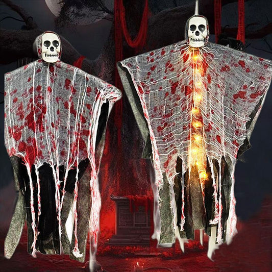 Halloween Dekoration Blutgefärbter leuchtender Totenkopf zum Aufhängen von Geistern im Freien